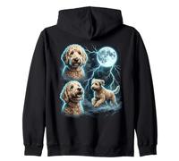 Howling At Moon Lightning Dog Lover Retriever Golden Doodle Zip Hoodie