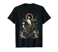 Howling at Moon Total Solar Eclipse 2026 Puffin Sea Stack T-Shirt