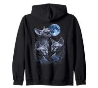 Howling At The Moon aSphynx Cat Zip Hoodie