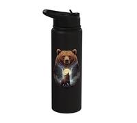 Howling At The Moon Bear, Grizzly Lover Stainless Steel Insulated Water Bottle