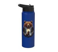 Howling At The Moon Bear, Grizzly Lover Stainless Steel Insulated Water Bottle