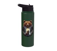 Howling At The Moon Bear, Grizzly Lover Stainless Steel Insulated Water Bottle