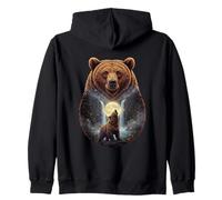 Howling At The Moon Bear, Grizzly Lover Zip Hoodie