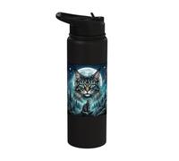 Howling At The Moon Cat, Cats Lover Stainless Steel Insulated Water Bottle