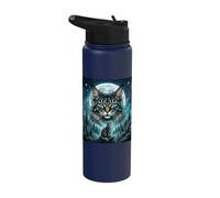 Howling At The Moon Cat, Cats Lover Stainless Steel Insulated Water Bottle