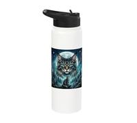 Howling At The Moon Cat, Cats Lover Stainless Steel Insulated Water Bottle