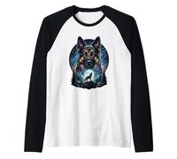Howling At The Moon German Shepherd, Dog Lover Raglan Baseball Tee