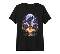 Howling At The Moon Three Australian Shepherd Premium T-Shirt