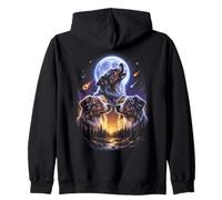 Howling At The Moon Three Australian Shepherd Zip Hoodie