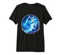 Howling At The Moon Wolf, Wolves Lover, Husky Dog Premium T-Shirt