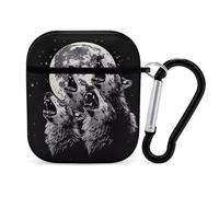 Howling At The Moon Wolves Wolf PC Headphone Case for AirPods 1 And 2 Earphone Cover Earbuds Accessories with Keychain
