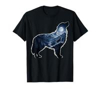 Howling Dog Moonlit Mountain Forest Silhouette Art T-Shirt
