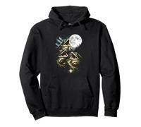Howling Frog Moon Aurora Vinta Retro Style Funny 80s-90s Pullover Hoodie