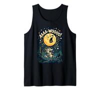Howling Full Moon Wolf Cartoon Funny Tank Top