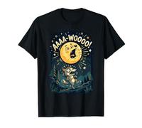 Howling Full Moon Wolf Cartoon Funny Value Graphic T-Shirt