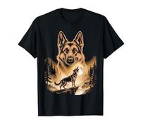 Howling German Shepherd Full Moon Forest Scene T-Shirt
