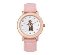 Howling Mar-mot Women's Leather Watch Easy Reader Minimalist Wristwatch Pink Rose Gold Strap Watches
