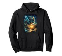 Howling Tiger in The Full Moon Moonlight with Starry Sky Pullover Hoodie