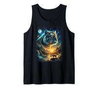 Howling Tiger in The Full Moon Moonlight with Starry Sky Tank Top