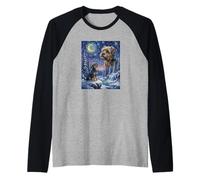 Howling to The Moon Meme Animal Dog Affenpinscher Raglan Baseball Tee