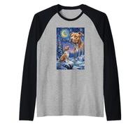 Howling to The Moon Meme Animal Dog American Pit Bull Raglan Baseball Tee