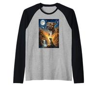 Howling to The Moon Meme Animal Dog American Pit Bull Raglan Baseball Tee