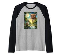Howling to The Moon Meme Animal Dog American Pit Bull Raglan Baseball Tee
