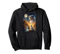 Howling to The Moon Meme Animal Dog Australian Shepherd Pullover Hoodie