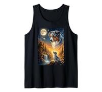 Howling to The Moon Meme Animal Dog Australian Shepherd Tank Top