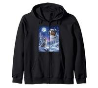 Howling to The Moon Meme Animal Dog Australian Shepherd Zip Hoodie