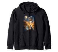 Howling to The Moon Meme Animal Dog Australian Shepherd Zip Hoodie