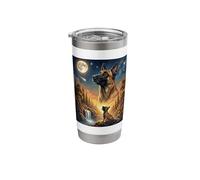 Howling to The Moon Meme Animal Dog Belgian Malinois Stainless Steel Insulated Tumbler