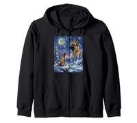 Howling to The Moon Meme Animal Dog Belgian Malinois Zip Hoodie