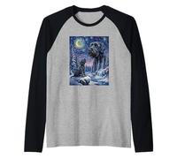 Howling to The Moon Meme Animal Dog Giant Schnauzer Raglan Baseball Tee