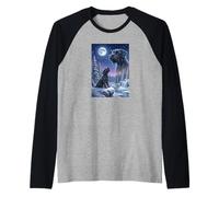 Howling to The Moon Meme Animal Dog Giant Schnauzer Raglan Baseball Tee