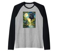 Howling to The Moon Meme Animal Dog Giant Schnauzer Raglan Baseball Tee