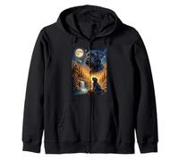 Howling to The Moon Meme Animal Dog Giant Schnauzer Zip Hoodie