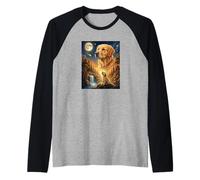 Howling to The Moon Meme Animal Dog Golden Retriever Raglan Baseball Tee