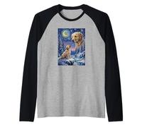 Howling to The Moon Meme Animal Dog Golden Retriever Raglan Baseball Tee