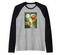 Howling to The Moon Meme Animal Dog Golden Retriever Raglan Baseball Tee
