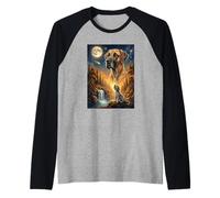 Howling to The Moon Meme Animal Dog Great Dane Raglan Baseball Tee