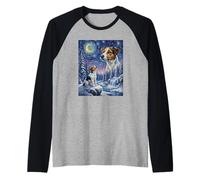 Howling to The Moon Meme Animal Dog Jack Russell Terrier Raglan Baseball Tee