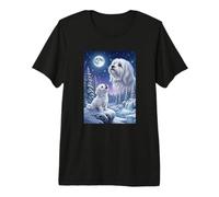 Howling to The Moon Meme Animal Dog Maltese Premium T-Shirt