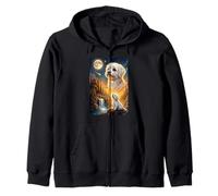 Howling to The Moon Meme Animal Dog Maltese Zip Hoodie