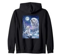 Howling to The Moon Meme Animal Dog Maltese Zip Hoodie