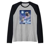 Howling to The Moon Meme Animal Dog Pug Raglan Baseball Tee