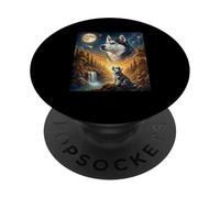 Howling to The Moon Meme Animal Dog Siberian Husky PopSockets Adhesive PopGrip