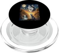 Howling to The Moon Meme Animal Dog Siberian Husky PopSockets PopGrip for MagSafe