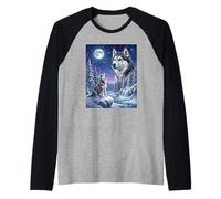Howling to The Moon Meme Animal Dog Siberian Husky Raglan Baseball Tee