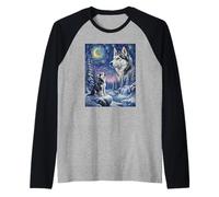 Howling to The Moon Meme Animal Dog Siberian Husky Raglan Baseball Tee